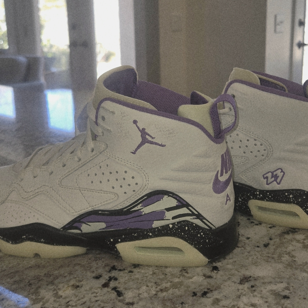 Nike Air Jordan Retro Sneakers in White and Purple